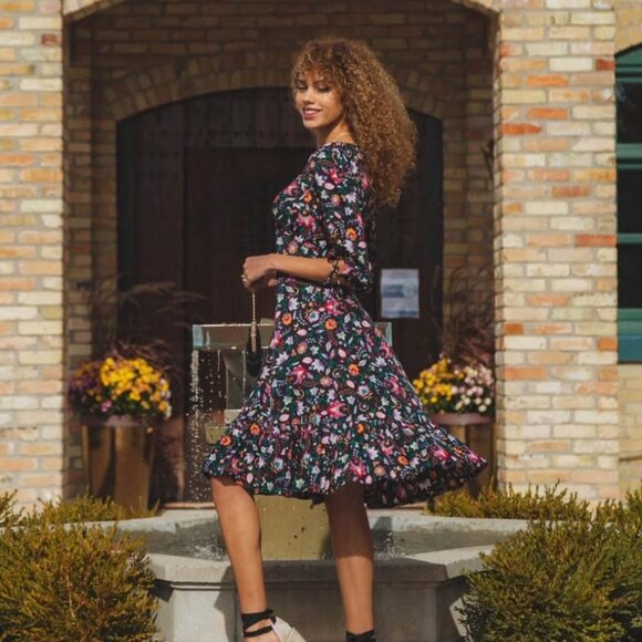 Tamga Dresses & Skirts - Tamga Sustainable Dress Milos Midi Sustainable (black floral boho) - NWT